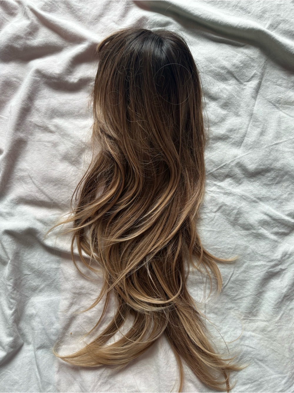 Brown Blonde Highlighted Wavy Synthetic Wig Adjustable Cap Halloween Cosplay
